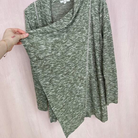 89th + Madison Waterfall Drape Cardigan Gray S | Soft Stretch Lightweight Layer - Picture 4 of 7